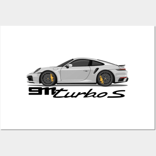 supercar 911 turbo s 992 silver Posters and Art
